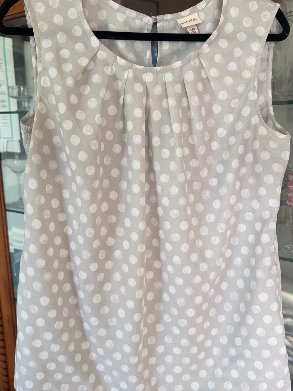 Merona Light Gray and White Polka Dot Dress